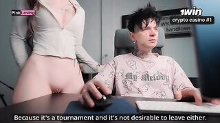 The girl rubs her pussy on the table and calls her boyfriend to fuck her