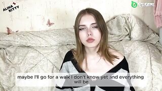 An almost naked beauty is about to have sex, but she’s dragging her feet