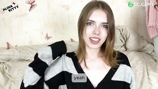 An almost naked beauty is about to have sex, but she’s dragging her feet