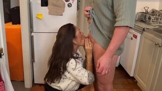 The man seduces his wife with a scoop of ice cream