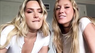Two girls share one cock in an intense threesome scene