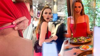 A petite beauty almost got caught while indulging in public riskily