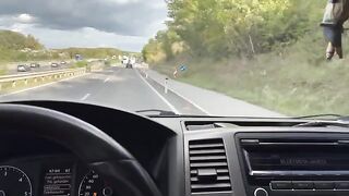 The hot girl has sex with the Uber driver right in his car