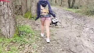 A girl moaned loudly in the forest, as the wind howled through the trees