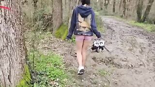 A girl moaned loudly in the forest, as the wind howled through the trees