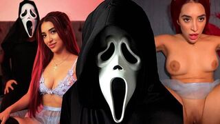 I was scared by a horror movie, but then I got a cock in my pussy - Halloween sex