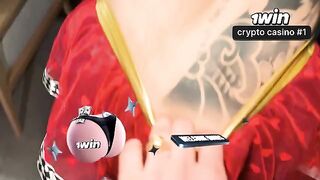A girl gets a little too wild during a photoshoot with a guy