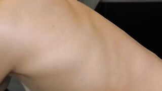 A cute blondie with blue eyes choked and fucked on the kitchen table