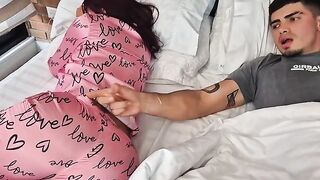 Girl fingers her pussy entrance while her tongue touches the sky