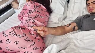 Girl fingers her pussy entrance while her tongue touches the sky