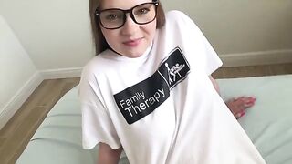 The girl is hit by a strong desire in the house