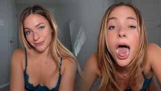 A girl with a great body gets her head watered with sperm in a sticky thread