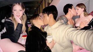 The couple has an intense, passionate encounter in the car