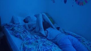 The guy came down and licked the pussy of his girlfriend in passionate sex