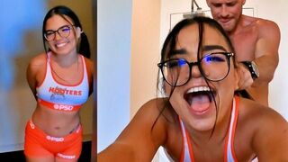 The pretty waitress gets fucked hard by her boss in the kitchen