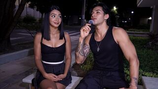 Latina with small boobs fucked hard in public by a huge dick