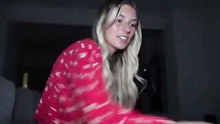 The guy masturbates while his step sister tries to catch all the sperm