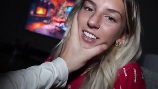 The guy masturbates while his step sister tries to catch all the sperm