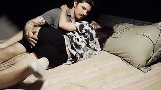 The best position for a gentle and loud orgasm, face-down on the sheet