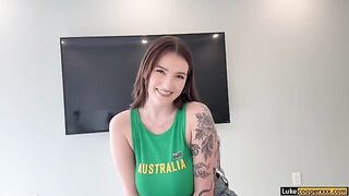 The cloth hinders when you really want to touch her, but Australian babe doesn’t mind