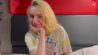 A hot Russian girl gets wet between her legs, thinking about a cock