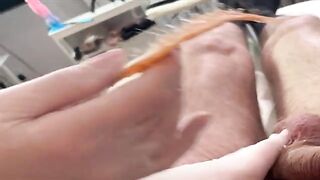 Hot Russian girl SugarNadya waxes a guy’s dick in an exclusive vlog