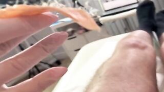 Hot Russian girl SugarNadya waxes a guy’s dick in an exclusive vlog