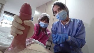Two hot nurses fucked with my dick in the hospital