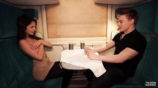 The girl lost something important and got intimate on the train in a steamy scene