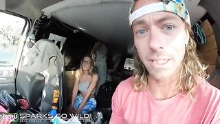 A woman is having sex in public place in sneaky style
