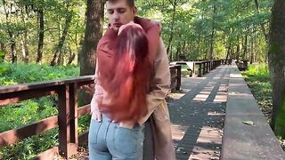 Public anal sex and bj with a plug
