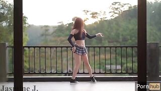 A sexy dance performance by Jasmine J, showcasing her passionate and creative side with a fuck machine twist