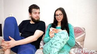 Girl in glasses fucked in her ass by her stepbrother