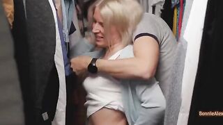 Couple fucked standing in the dressing room without warning