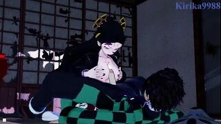 Tanjiro Kamado fucked deep in his Japanese room by Daki