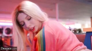 A pretty girl Kenzie has sex in public place