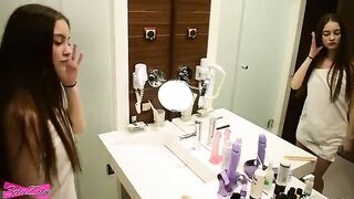 Young girl SolaZola fucks in the shower and swallows sperm