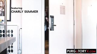 Room service gone wrong in a hotel room turns into hardcore threesome action